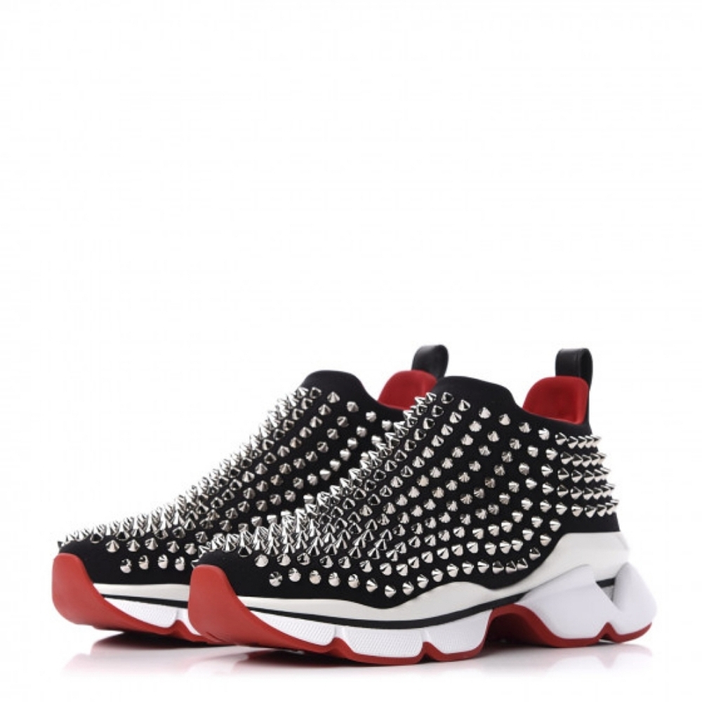 CHRISTIAN LOUBOUTIN Silver Spiked Donna Sneaker 9.5-10 (42)